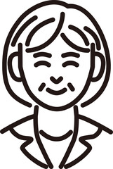 人物　女性　ミドル　シニア　線　シンプル　アイコン　イラスト　素材