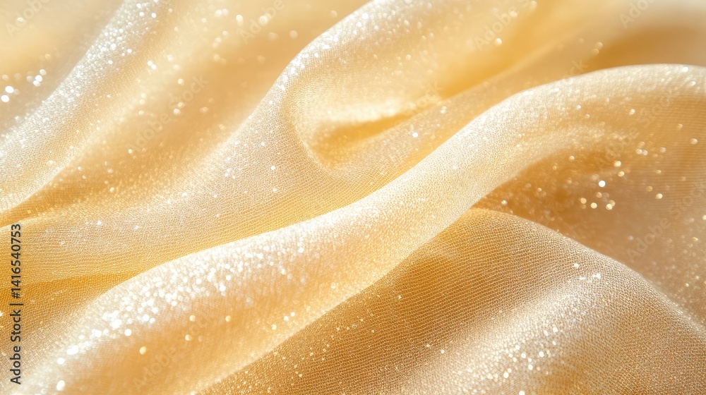 Poster golden mesh fabric in close-up, creating elegant textures with shimmering threads. detailed backdrop