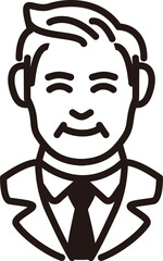 人物　男性　ミドル　シニア　ビジネス　スーツ　線　シンプル　アイコン　イラスト　素材