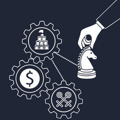 Hand Holding Digital Icons Representing Risk Management and Assessment on a Dark Background: A Symbol of Business Strategy and Control