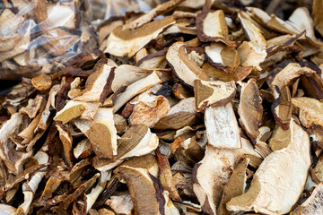 Dried mushrooms close-up