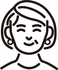 人物　女性　ミドル　シニア　線　シンプル　アイコン　イラスト　素材