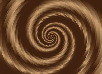 Dark brown liquid chocolate creates a tasty swirl with a smooth, flowing texture, perfect for a dessert or sweet food illustration