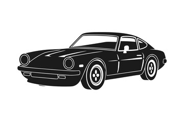Fototapeta premium vintage sports car vector silhouette illustration isolated on white background