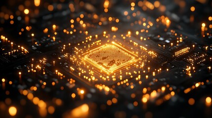 Digital Circuitry: A mesmerizing glimpse into the intricate network of a modern digital circuit board, showcasing the complex world of technological innovation and data processing.
