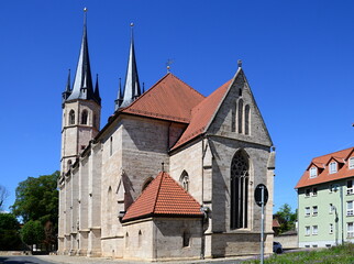 Fototapeta premium Historical Jacobi Church in the Old Town of Mühlhausen, Thuringia
