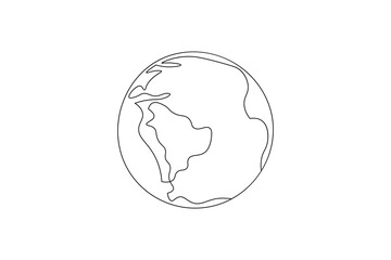 One continuous line drawing of Earth vector illustration Earth globe one line art drawing map

