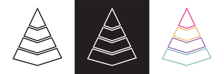 Pyramid  infographic chart icon set. Vector for websites, mobile interfaces, presentations, banner, visual branding etc. Vector illustration. isolated on white and black background. EPS 10