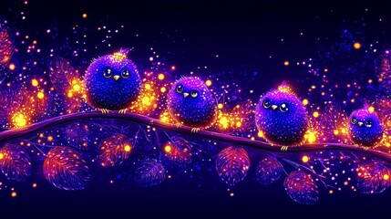 Luminous spherical elements against a deep backdrop evoking cosmic wonders or microscopic marvels abstract digital painting with vibrant colors