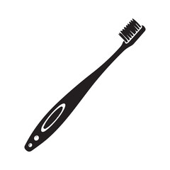 Single tuft brushe toothbrush products for oral black silhouette white Background.