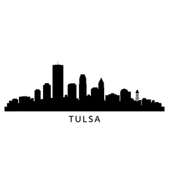 Tulsa Skyline Silhouette with Oklahoma, Black, and White.