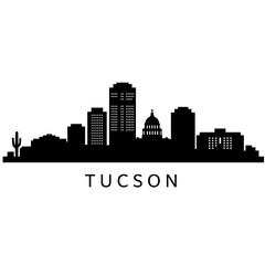Fototapeta premium Tucson Skyline Arizona City Black Silhouette.