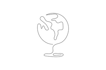 One continuous line drawing of Earth vector illustration Earth globe one line art drawing map
