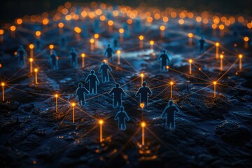 Blue-Toned Digital Network Showing Interconnected Nodes and Tech-Inspired Design