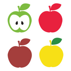Minimalist Apple Vector Art Colorful Flat Fruit Illustrations