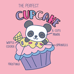 panda cupcake vector