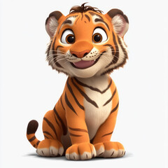 Obraz premium the cartoon tiger on white