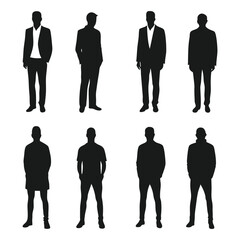 Men Silhouettes Vector Collection - Various Poses and Outfits.