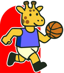 Giraffe Basketball Character Vector Design