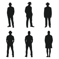Men Silhouettes Vector Collection - Various Poses and Outfits.