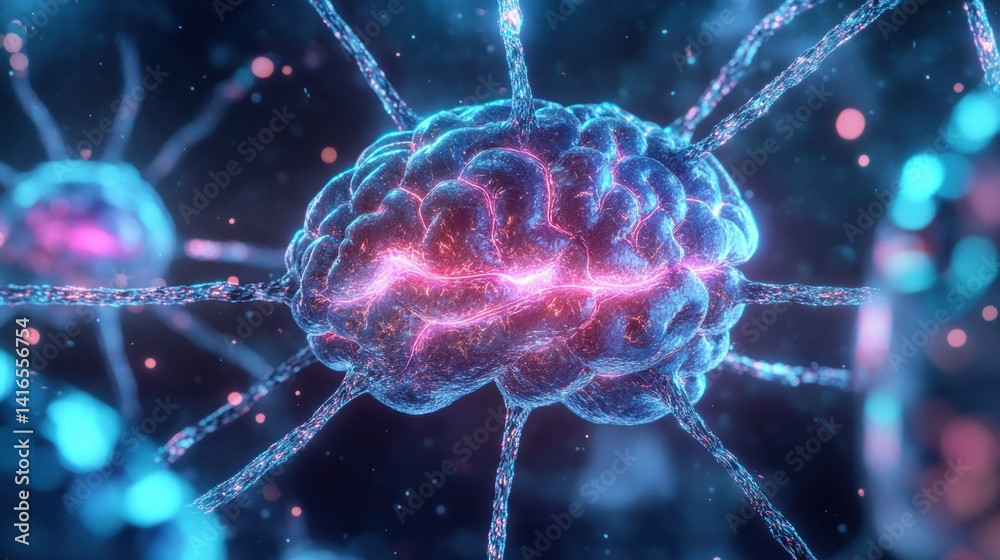 Poster a vivid representation of neural networks within the brain offering a glimpse into the intricate com