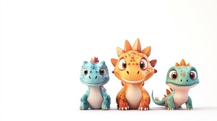 Obraz premium Three cartoon lizards/dragons
