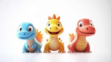 Obraz premium Three cute cartoon dinosaurs