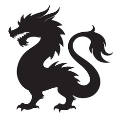 Black Silhouette of a Majestic Dragon 