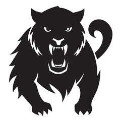 Obraz premium Fierce Black Silhouette of an Angry Tiger Roaring in Attack Mode