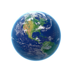 3D Earth Globe Icon on White Background