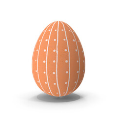 Orange Easter Egg with White Polka Dot and Stripe Design