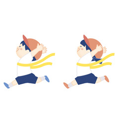 ゴールテープを切る子供