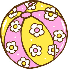 Colorful Beach Ball with Floral Pattern