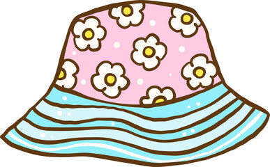 Groovy Summer Floral Bucket Hat Illustration