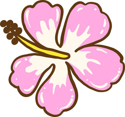Cartoon Pink Hibiscus Flower Illustration © Natsicha