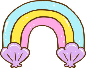 Groovy Summer Thing Colorful Rainbow with Shells Illustration