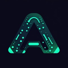 Futuristic Letter A Logo Design with Glowing Green Accents on a Dark Background for Modern Branding