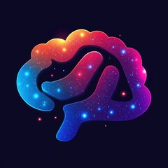 AI Brain Illustration with Glowing Nebula Design for Technology and Science