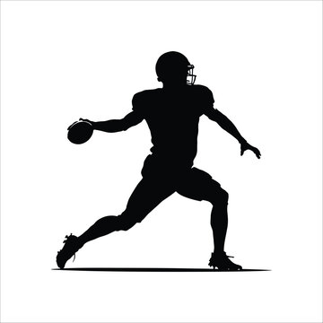 recommend clip art: Football quarterback throwing ball silhouette american sport player action vector graphic illustration