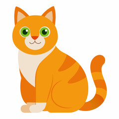 a cute ginger color cat vector icon on white background