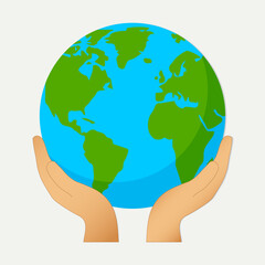Planet Earth in Hands – Global Care and Sustainability Illustration