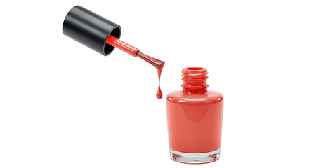 Red Nail Polish Dropping onto Bottle
