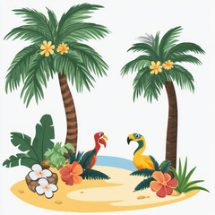 tropical island with palm trees