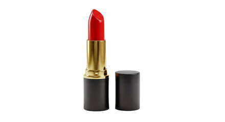 Fototapeta premium Red Lipstick and Cap on Black Background