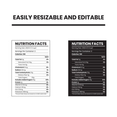 Supplement facts and vitamin facts template ,nutrition facts editable template