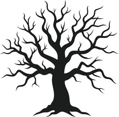 Spooky Twisted Tree Silhouette Vector - Dreadful Tree Design