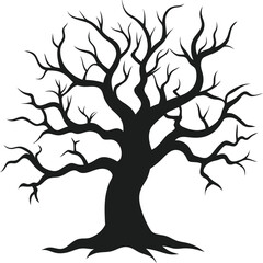 Spooky Twisted Tree Silhouette Vector - Fearsome Tree for Posters