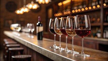 Fototapeta premium Wine Tasting with Crystal Glasses of Wine 