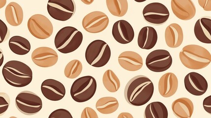 Fototapeta premium Roasted coffee beans pattern, background, food, texture, website