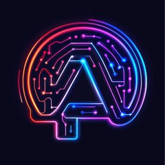 Futuristic Artificial Intelligence Symbol with Glowing Circuit Board Design